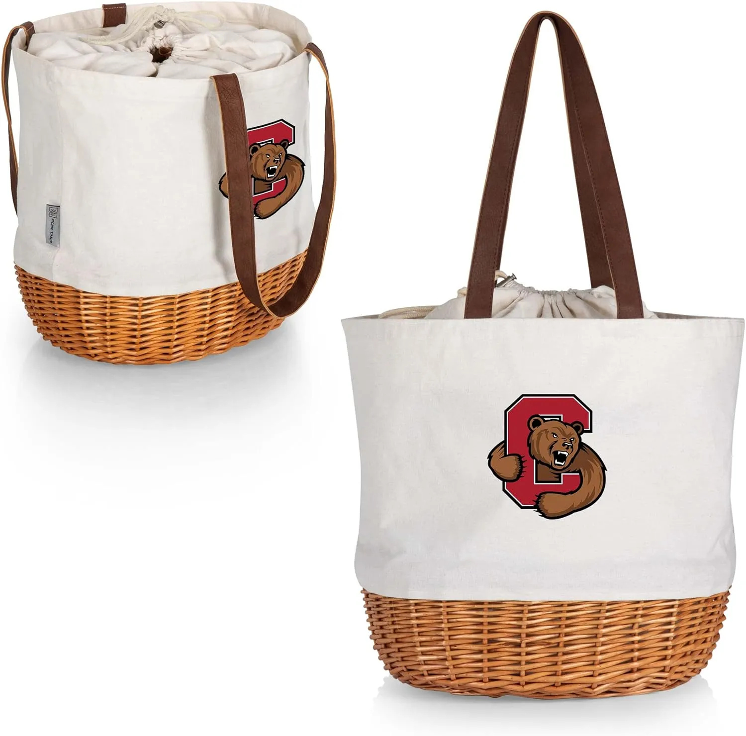 Picnic TIME NCAA Coronado Canvas and Willow Basket Tote, Picnic Tote Bag, Beach Tote, (Beige Canvas)