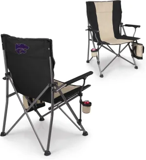PICNIC TIME NCAA Kansas State Wildcats Big Bear XXL Camp Chair with Cooler, Heavy Duty Beach Chair, 500 lb Capacity Camping Chair with Carry Bag, (Black)