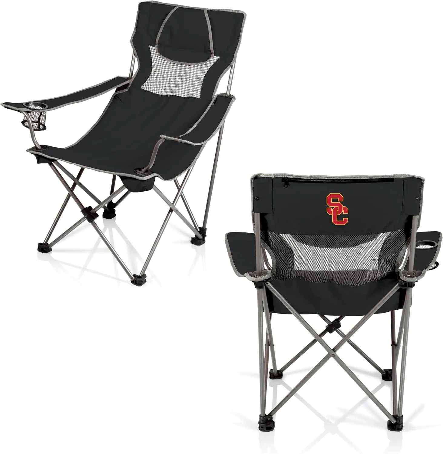 PICNIC TIME NCAA Ohio State Buckeyes Campsite Camping Chair, Picnic Chair, Outdoor Folding Chair with Carry Bag, Beach Chair, (Black with Gray Accents)