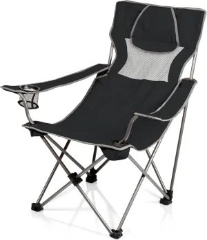 PICNIC TIME NCAA Ohio State Buckeyes Campsite Camping Chair, Picnic Chair, Outdoor Folding Chair with Carry Bag, Beach Chair, (Black with Gray Accents)