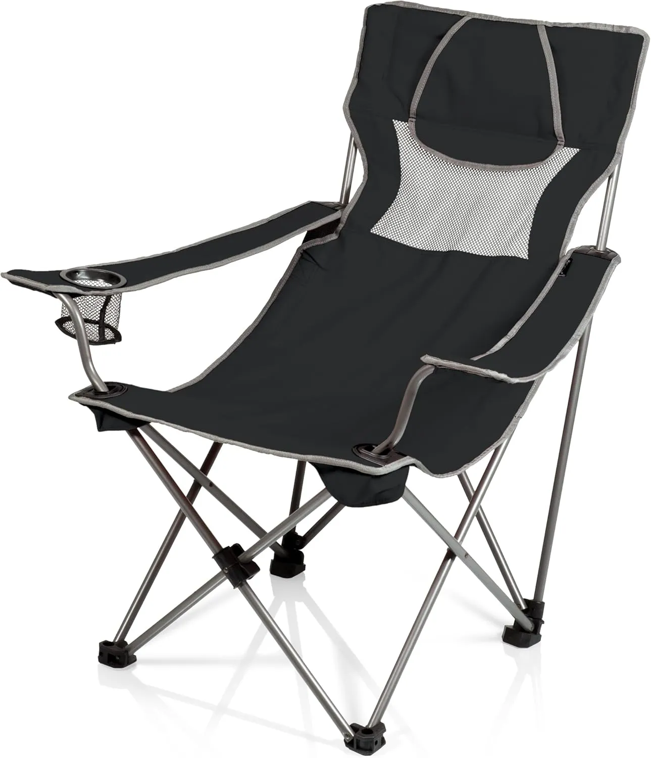 PICNIC TIME NCAA Ohio State Buckeyes Campsite Camping Chair, Picnic Chair, Outdoor Folding Chair with Carry Bag, Beach Chair, (Black with Gray Accents)