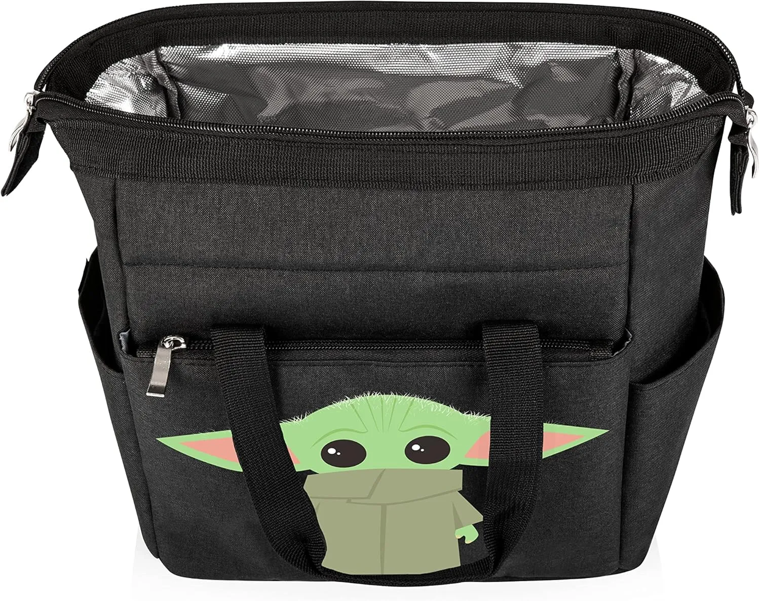 PICNIC TIME Star Wars Mandalorian Grogu On The Go Lunch Bag, Soft Cooler Lunch Box, Insulated Lunch Bag, (Black)