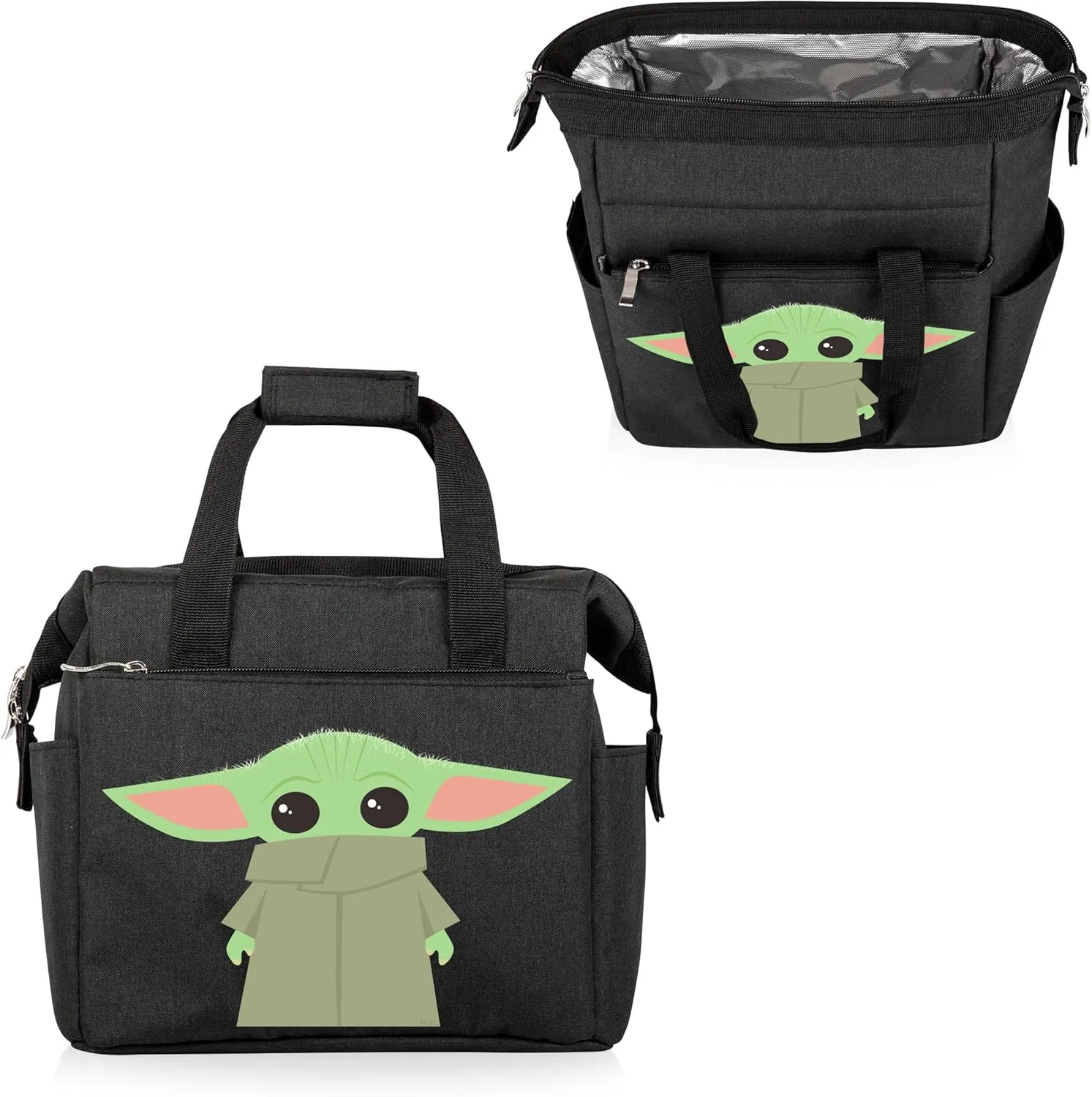 PICNIC TIME Star Wars Mandalorian Grogu On The Go Lunch Bag, Soft Cooler Lunch Box, Insulated Lunch Bag, (Black)