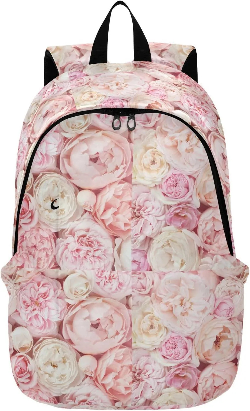 Pink Flower Tapestry Travel Laptop Backpack for Men & Women, 25L Water-Resistant Sturdy College School Computer Bag Perfect for School, Work, Commute, and Outdoor Adventures