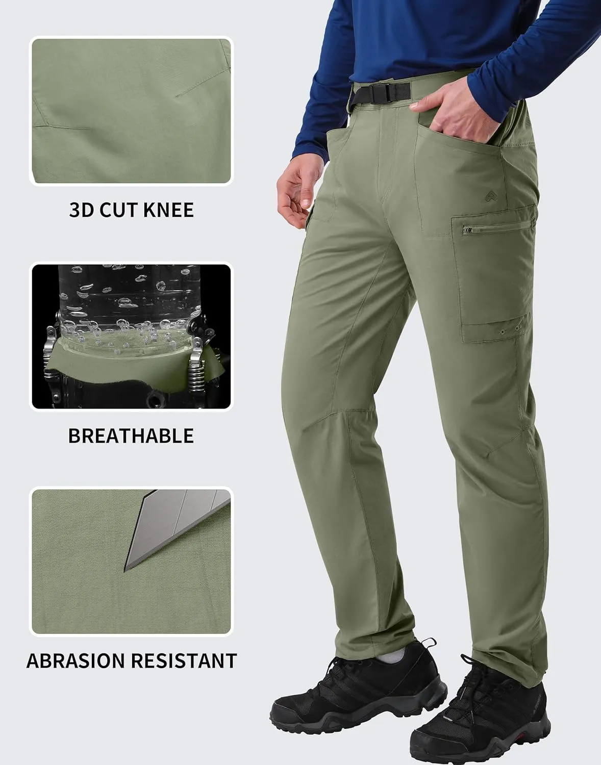 Pioneer Camp Men's Hiking Cargo Pants Lightweight Quick Dry Outdoor Water Resistant Work Tactical Pant for Men Travel Fishing