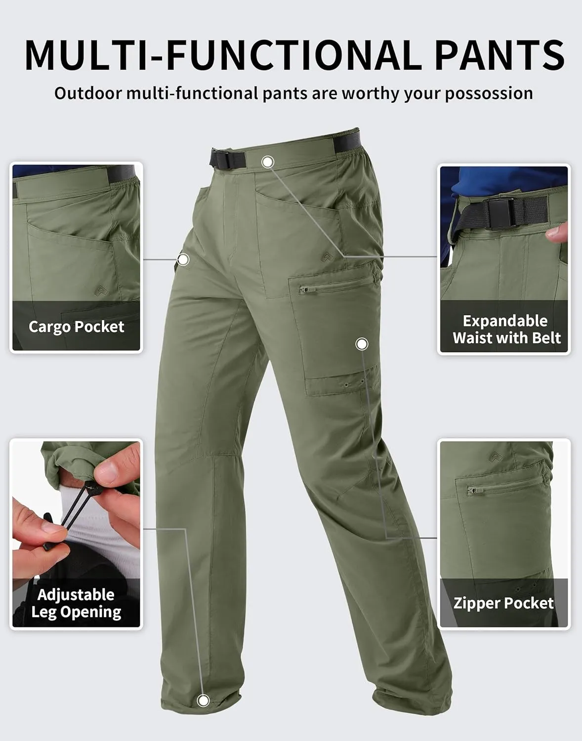 Pioneer Camp Men's Hiking Cargo Pants Lightweight Quick Dry Outdoor Water Resistant Work Tactical Pant for Men Travel Fishing