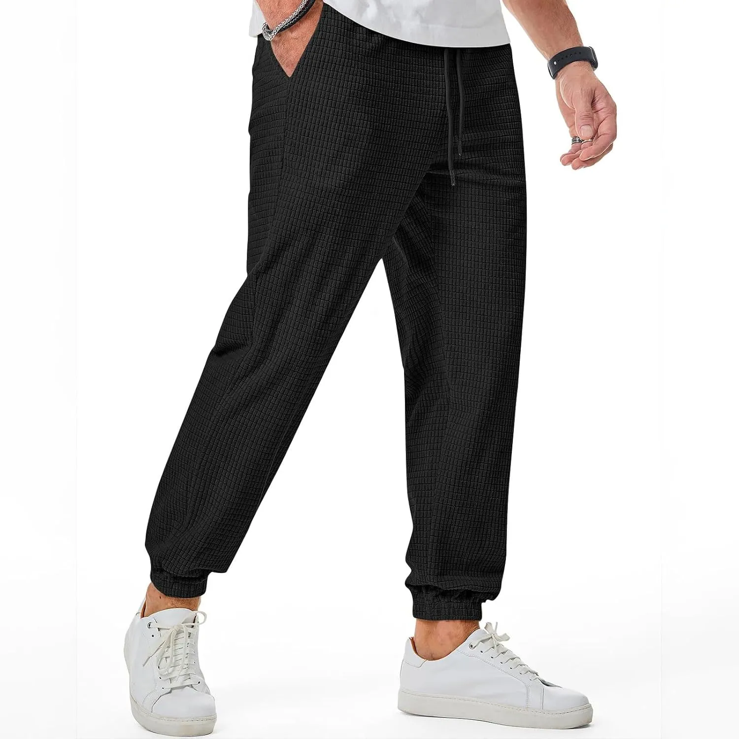 Plus Size Hiking Pants Men Loose Casual Pants Track Joggers Pants Straight Leg Elastic Waist Pants Autumn Pants