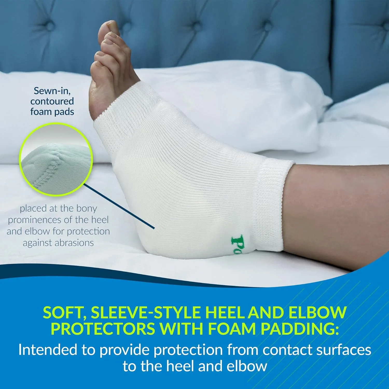 Posey TIDI 6224XL Heel and Elbow Protectors with Foam Pads ― Extra Large ― White ― One Pair of Heel and Elbow Protectors for Protection Against Abrasions ― Home Healthcare ― Medical Supplies