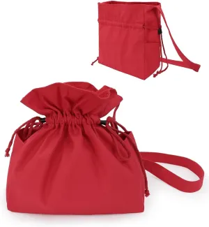 PROCOS Medieval Drawstring Bag Canvas Shoulder Bag Waist Pouch Costume Accessories Coins Purse with Side Pakets Festival LARP (Red, L, bag)