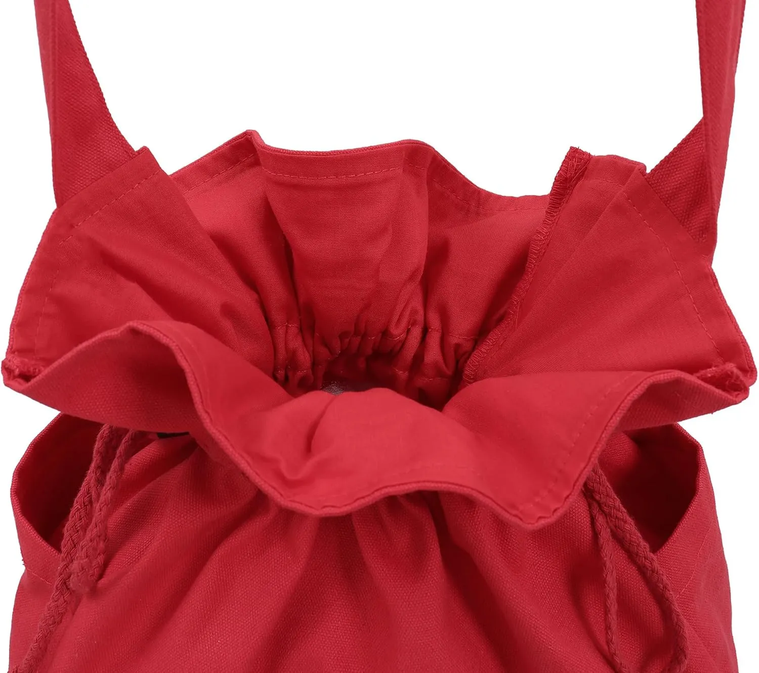 PROCOS Medieval Drawstring Bag Canvas Shoulder Bag Waist Pouch Costume Accessories Coins Purse with Side Pakets Festival LARP (Red, L, bag)