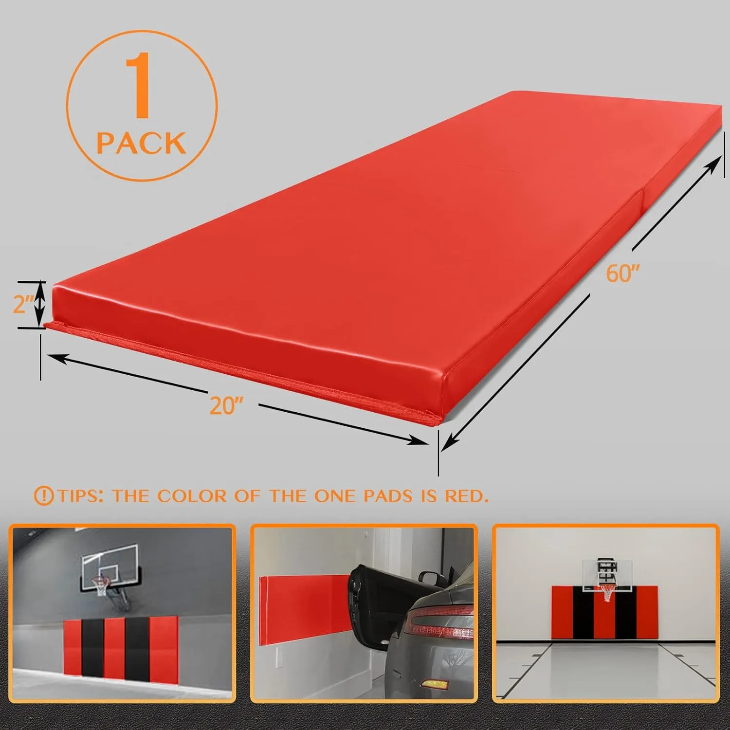 PROGOAL 2"/4" Thick Foam Protection Wall Pad，Gym Basketball-Court Protectors，Durable Waterproof Padding for Wall-Mounted Basketball Hoops(60" L x 20" W)…