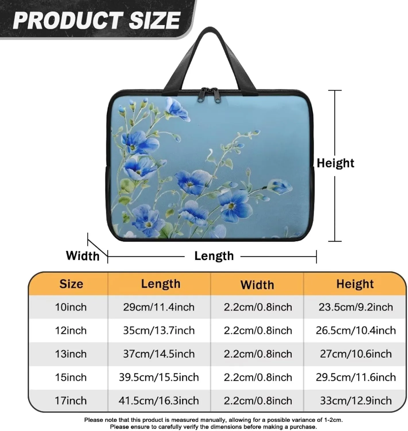 PU Leather Print Laptop Bag Computer Carrying Case Fits Laptop and Tablet, Sleek Design