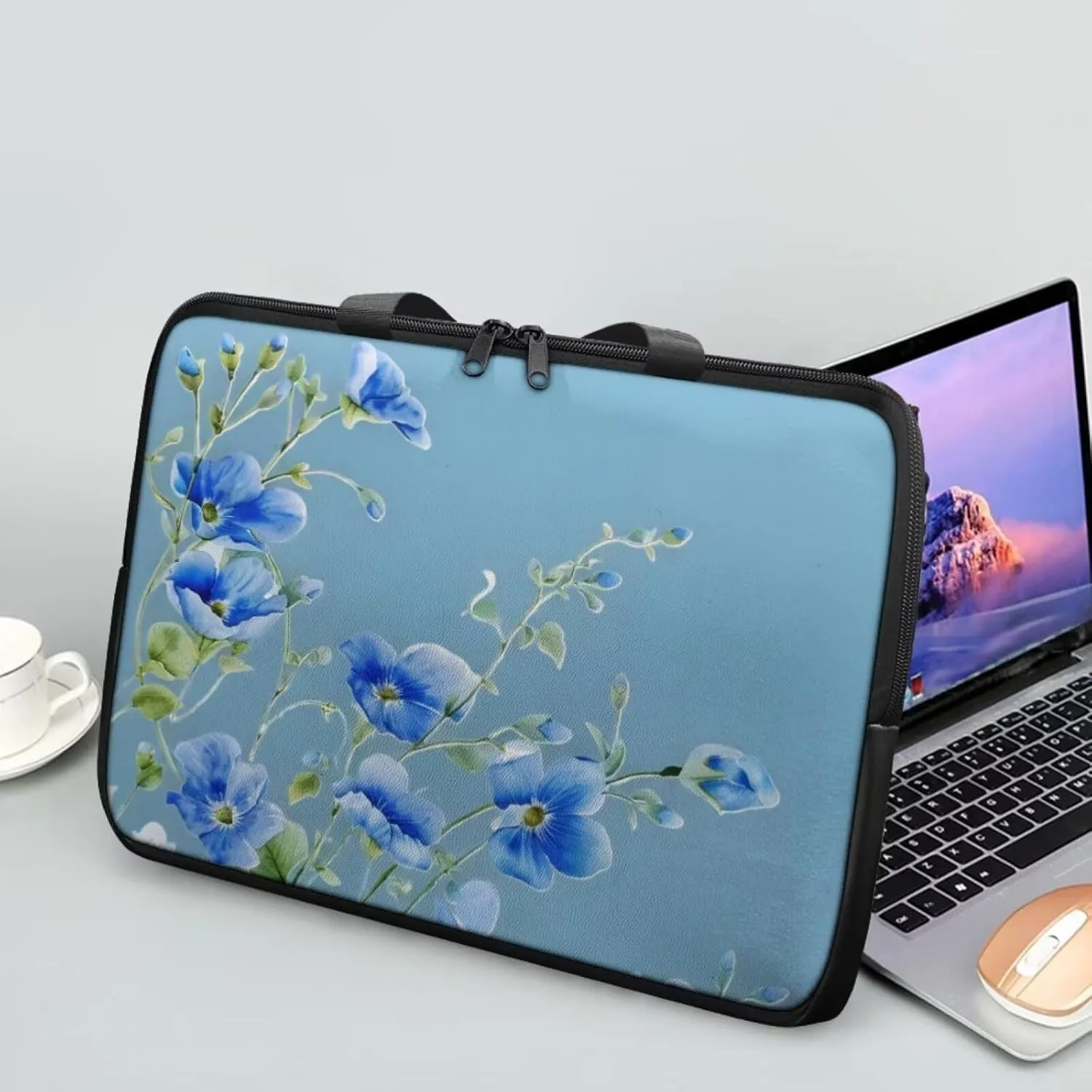 PU Leather Print Laptop Bag Computer Carrying Case Fits Laptop and Tablet, Sleek Design