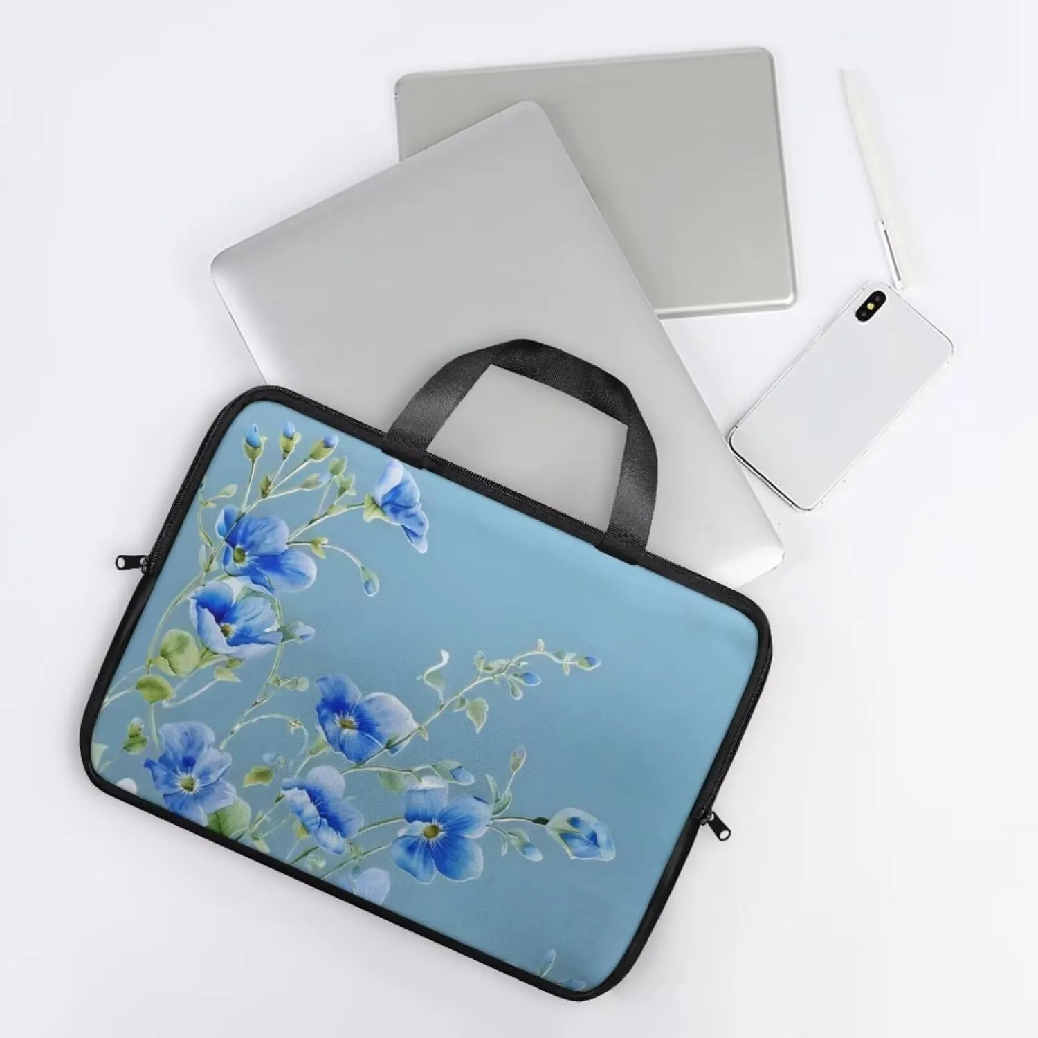 PU Leather Print Laptop Bag Computer Carrying Case Fits Laptop and Tablet, Sleek Design