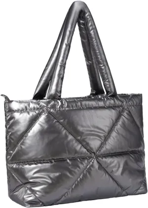 Puffer Tote Bag for Women, Large Quilted Tote Bag with Detachable Strap, Ultra-Lightweight and Soft Puffy Bag