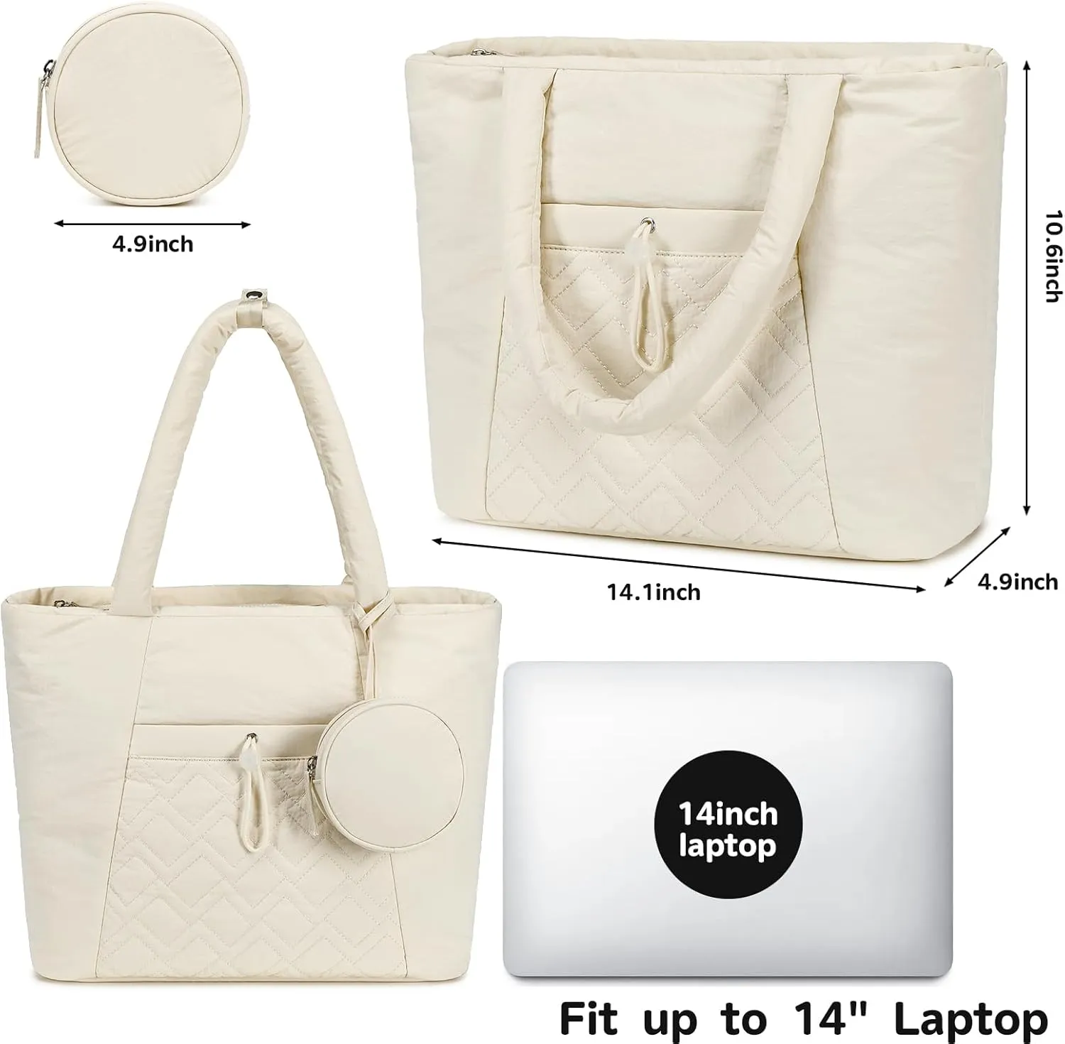 Puffer Tote Bag, Quilted Puffy Purse, Cute Padded Winter Shoulder Bags, Lightweight Down Handbag for Women Work Travel