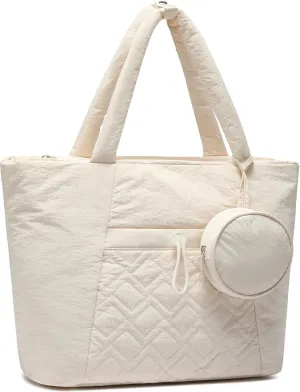 Puffer Tote Bag, Quilted Puffy Purse, Cute Padded Winter Shoulder Bags, Lightweight Down Handbag for Women Work Travel