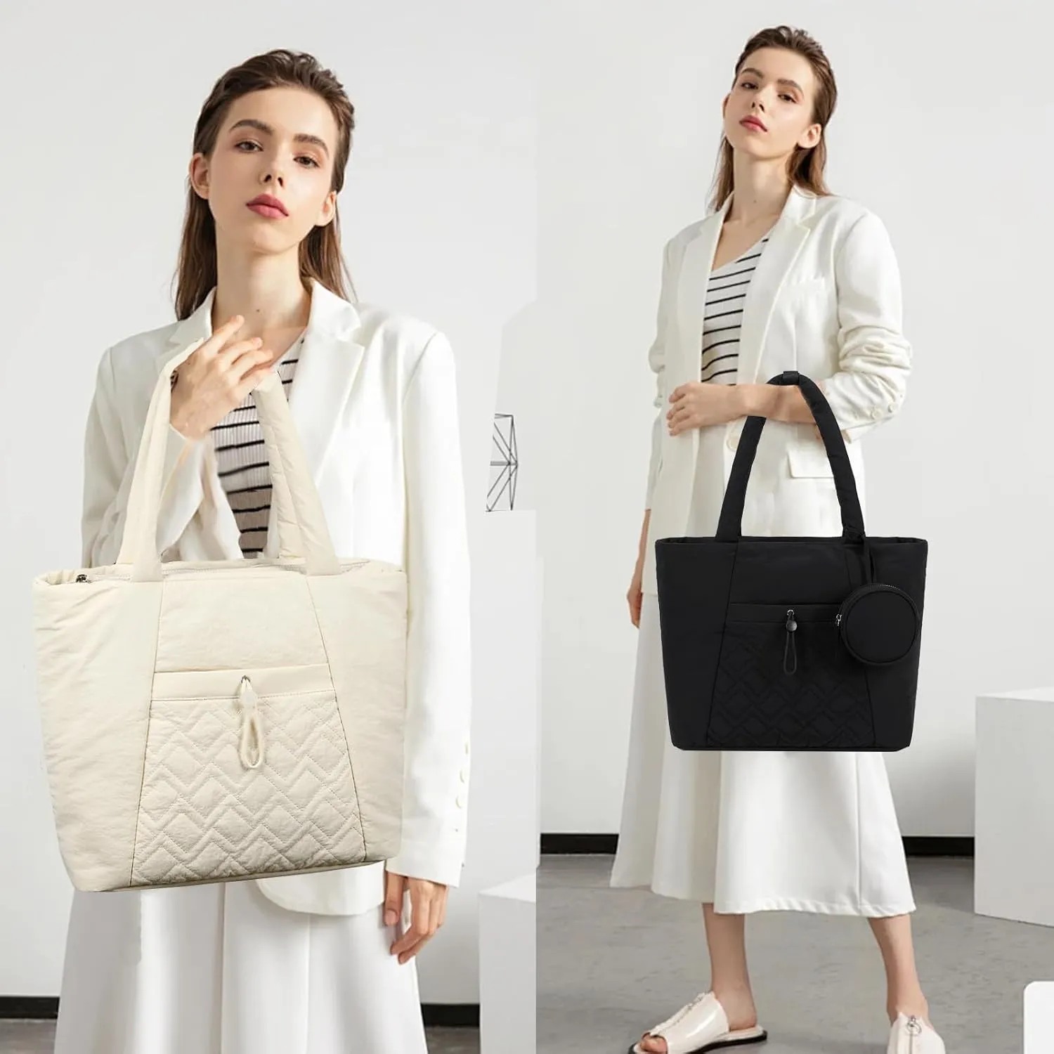 Puffer Tote Bag, Quilted Puffy Purse, Cute Padded Winter Shoulder Bags, Lightweight Down Handbag for Women Work Travel