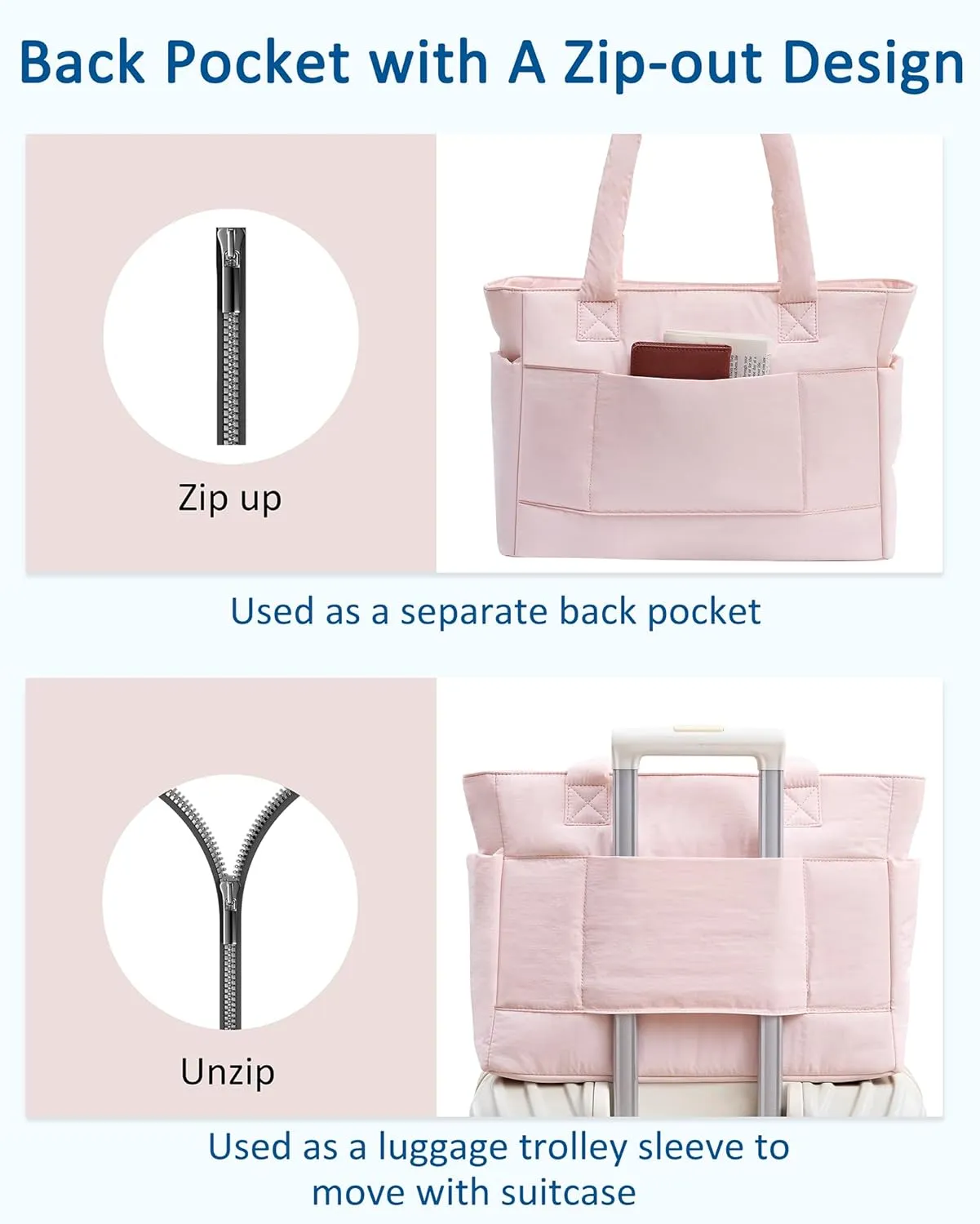 Puffer Tote Bag, Work Bags for Women with Laptop Compartment, Travel Tote with Luggage Sleeve, Quilted Bag for School