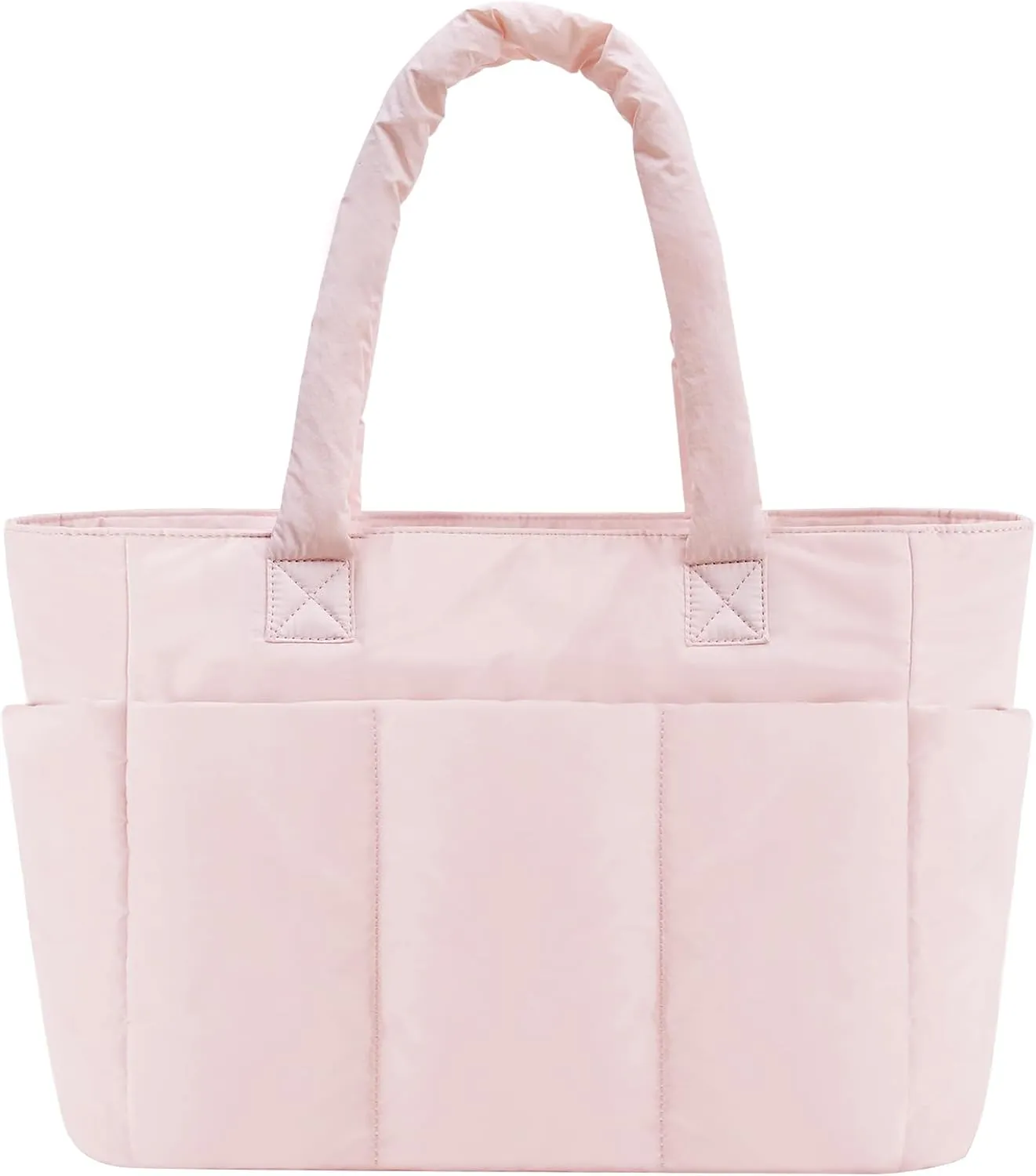Puffer Tote Bag, Work Bags for Women with Laptop Compartment, Travel Tote with Luggage Sleeve, Quilted Bag for School