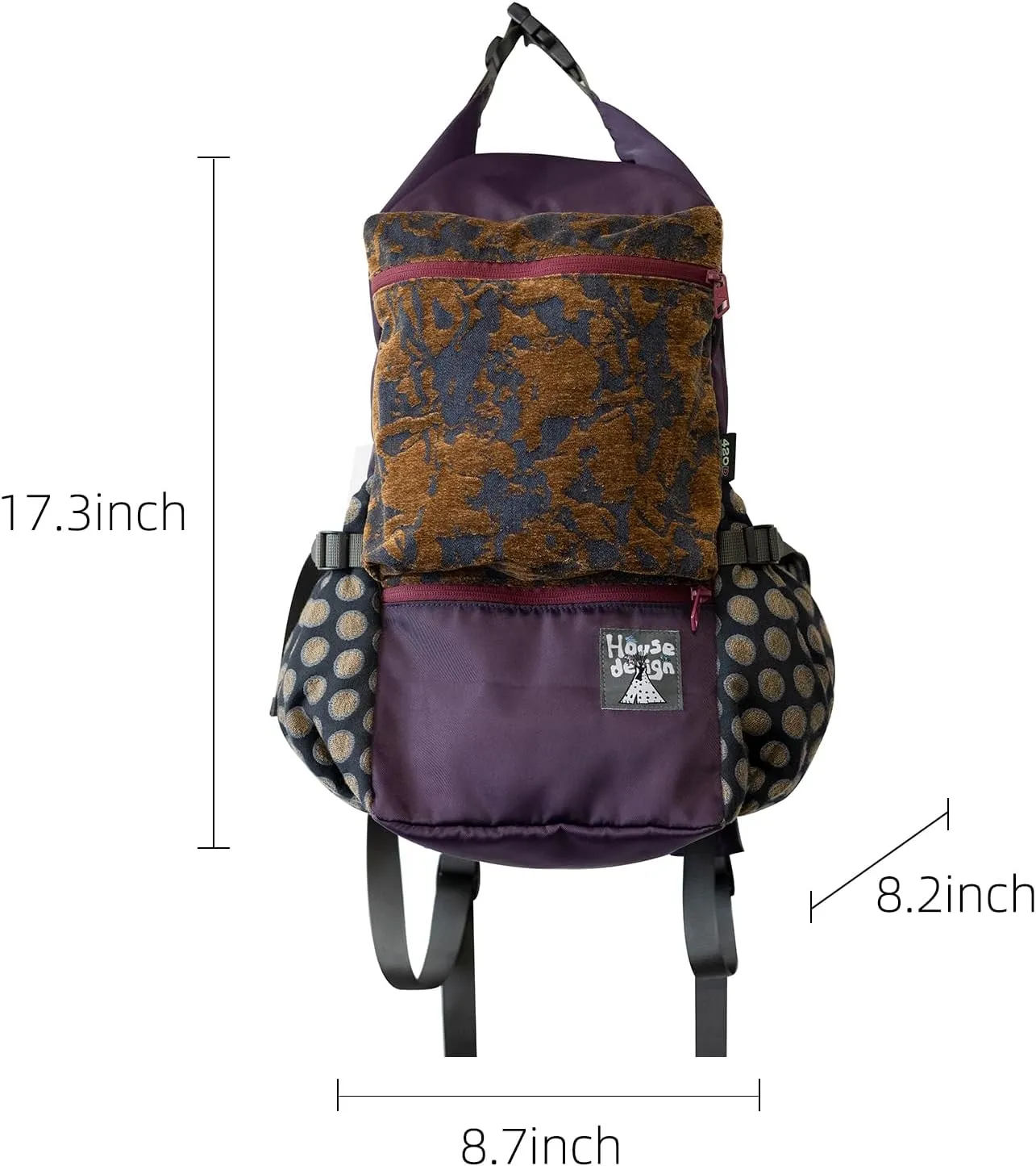 Purple Camping Backpack Hiking Pack, 20L Lightweight Expandable Multi-Pocket Design & Adjustable Anti-Slip Straps Bag for Outdoor Travel