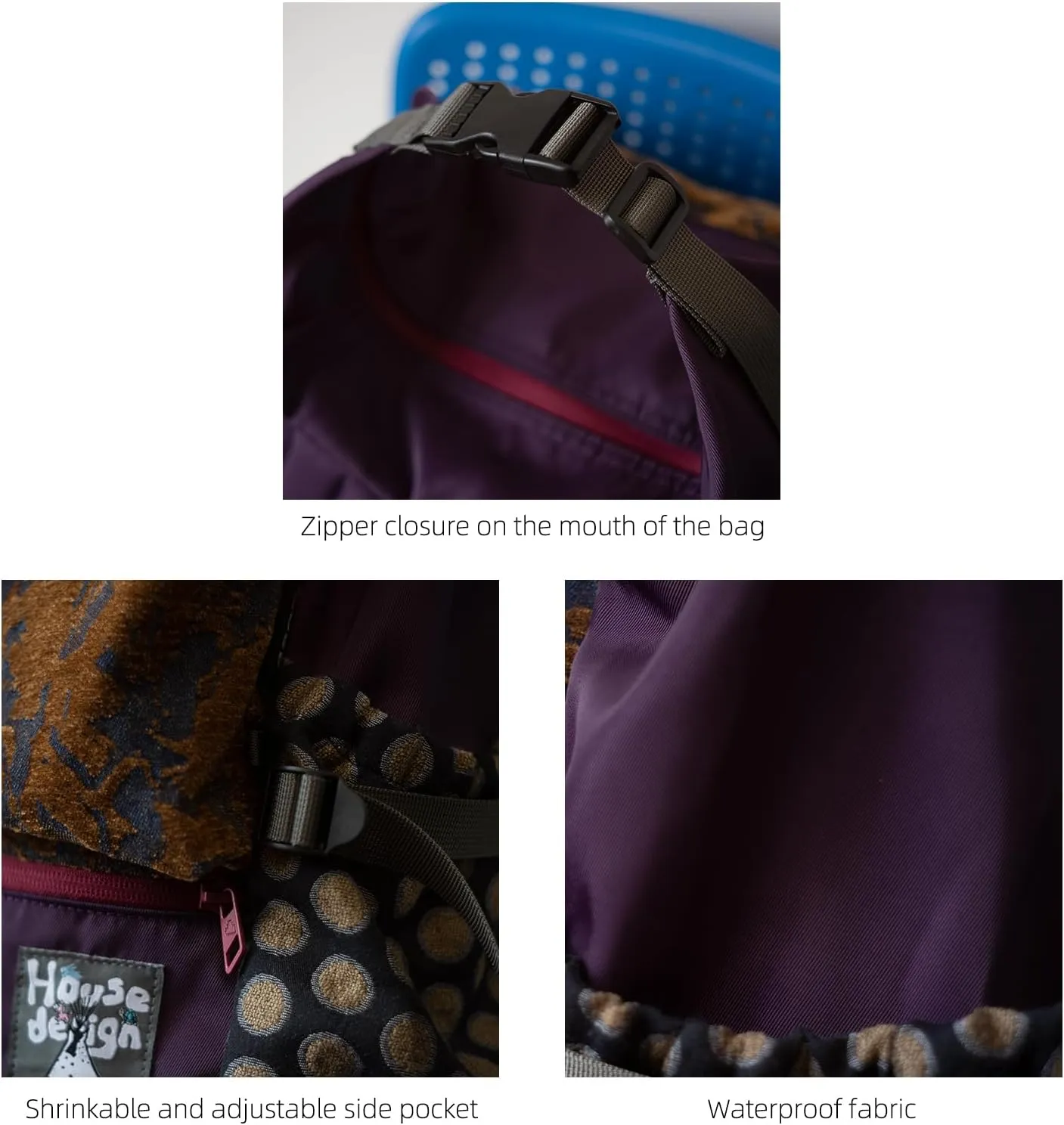 Purple Camping Backpack Hiking Pack, 20L Lightweight Expandable Multi-Pocket Design & Adjustable Anti-Slip Straps Bag for Outdoor Travel