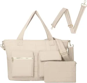 Quilted Tote Bag for Women, puffy Shoulder Bag Handbag for Travel, Large Puffer Tote Bag with Pockets Lightweight Work bags