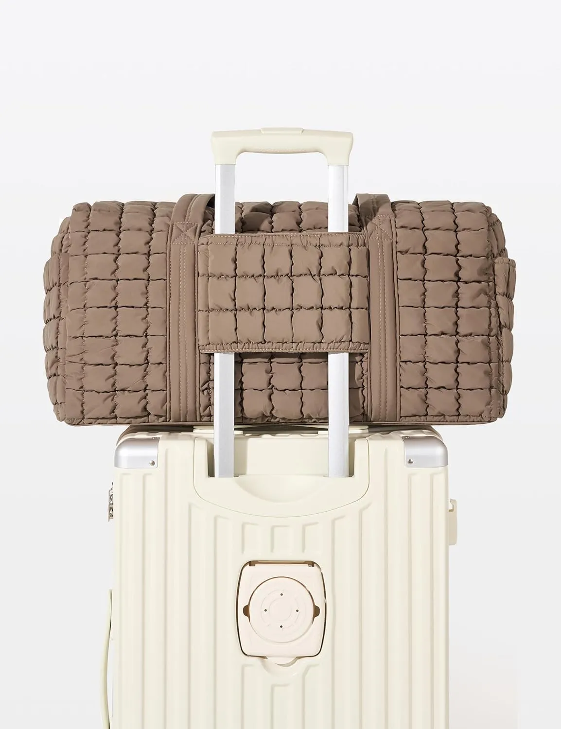 Quilted Travel Duffle Bag for Women Weekender Bag Large Puffer Overnight Bags Soft Puffy Duffel Bag Carry on Gym Bag Lightweight Personal Item Travel Bag for Trips Business Sport Airplane (Khaki)