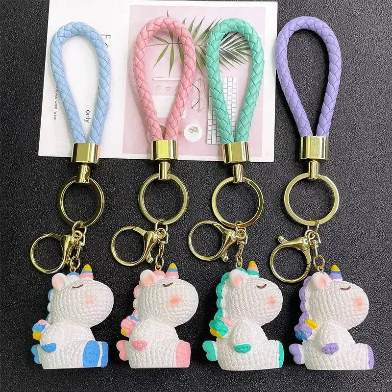 Rainbow Horn Hangers Unicorn 3D Keychain