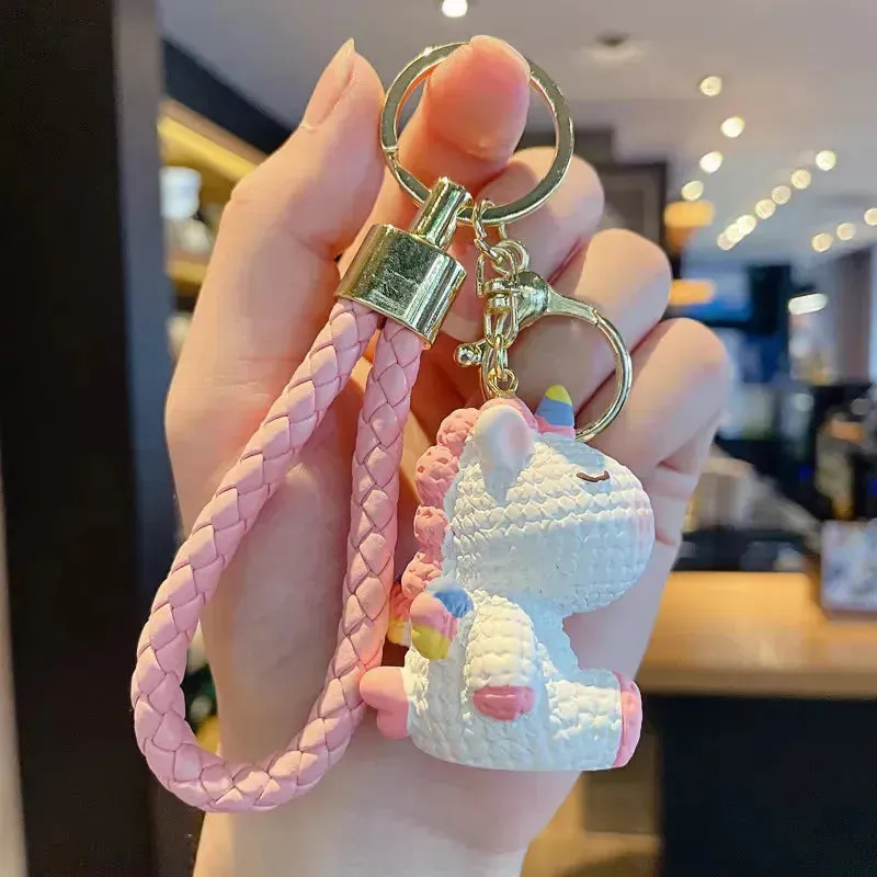 Rainbow Horn Hangers Unicorn 3D Keychain