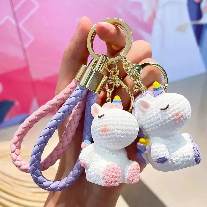 Rainbow Horn Hangers Unicorn 3D Keychain