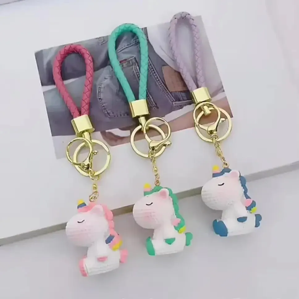 Rainbow Horn Hangers Unicorn 3D Keychain
