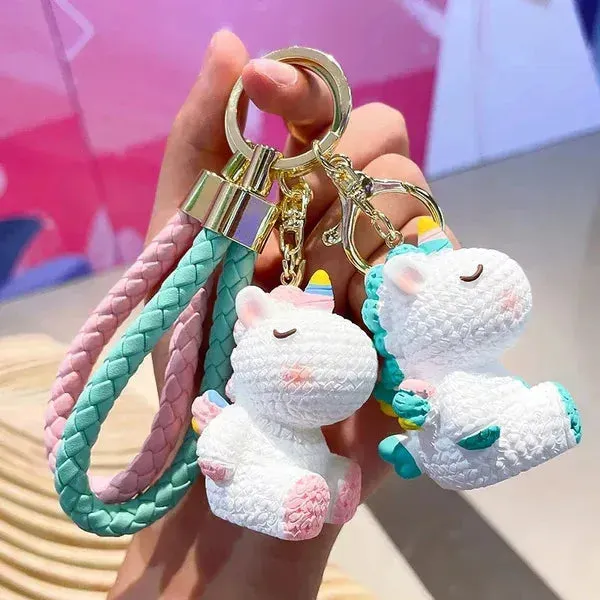 Rainbow Horn Hangers Unicorn 3D Keychain