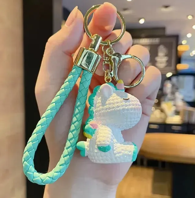 Rainbow Horn Hangers Unicorn 3D Keychain