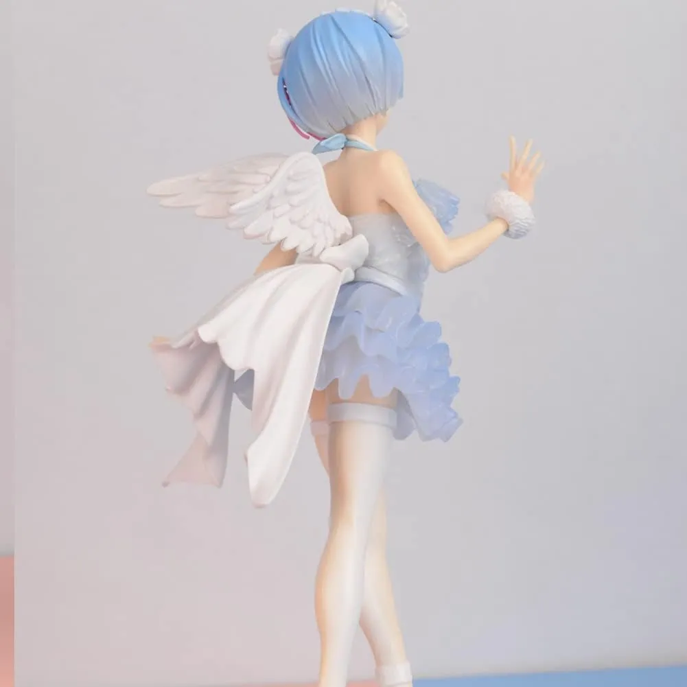 Re:0 Figure Rem Figure Statue, 16cm Remu Figures Angel Version REM Action Figures Sculpture Handmade Collectible Gifts for Fans