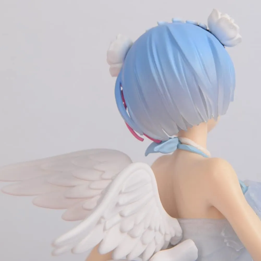Re:0 Figure Rem Figure Statue, 16cm Remu Figures Angel Version REM Action Figures Sculpture Handmade Collectible Gifts for Fans