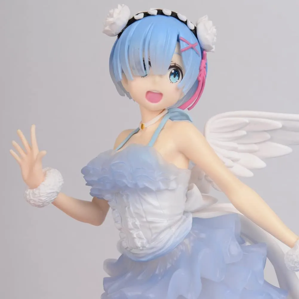 Re:0 Figure Rem Figure Statue, 16cm Remu Figures Angel Version REM Action Figures Sculpture Handmade Collectible Gifts for Fans