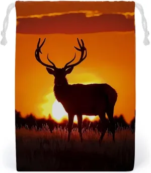 Red Deer Stag Silhouette Drawstring Bag Portable Storage Bags Small Pouch for Sports Travel 20 * 25cm