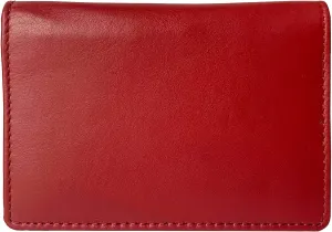 RFID Leather Wallet for Men or Women Travel Bifold Card Holder Full Grain Cow Nappa 4"x3" Expandable to 1" Thick (Red Nappa)
