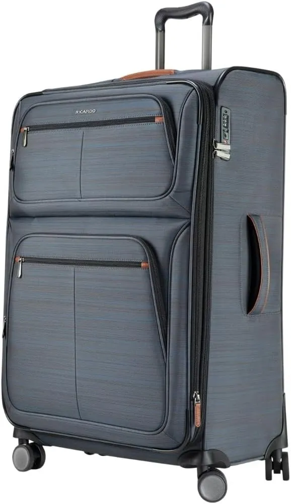 Ricardo Beverly Hills Montecito 2.0 Softside Expandable Luggage with Dual Spinning Wheels, Water-Resistant Polyester, Comfort Grip for Easy Packing and Moving, Men and Women, Grey, Check-in 30-Inch