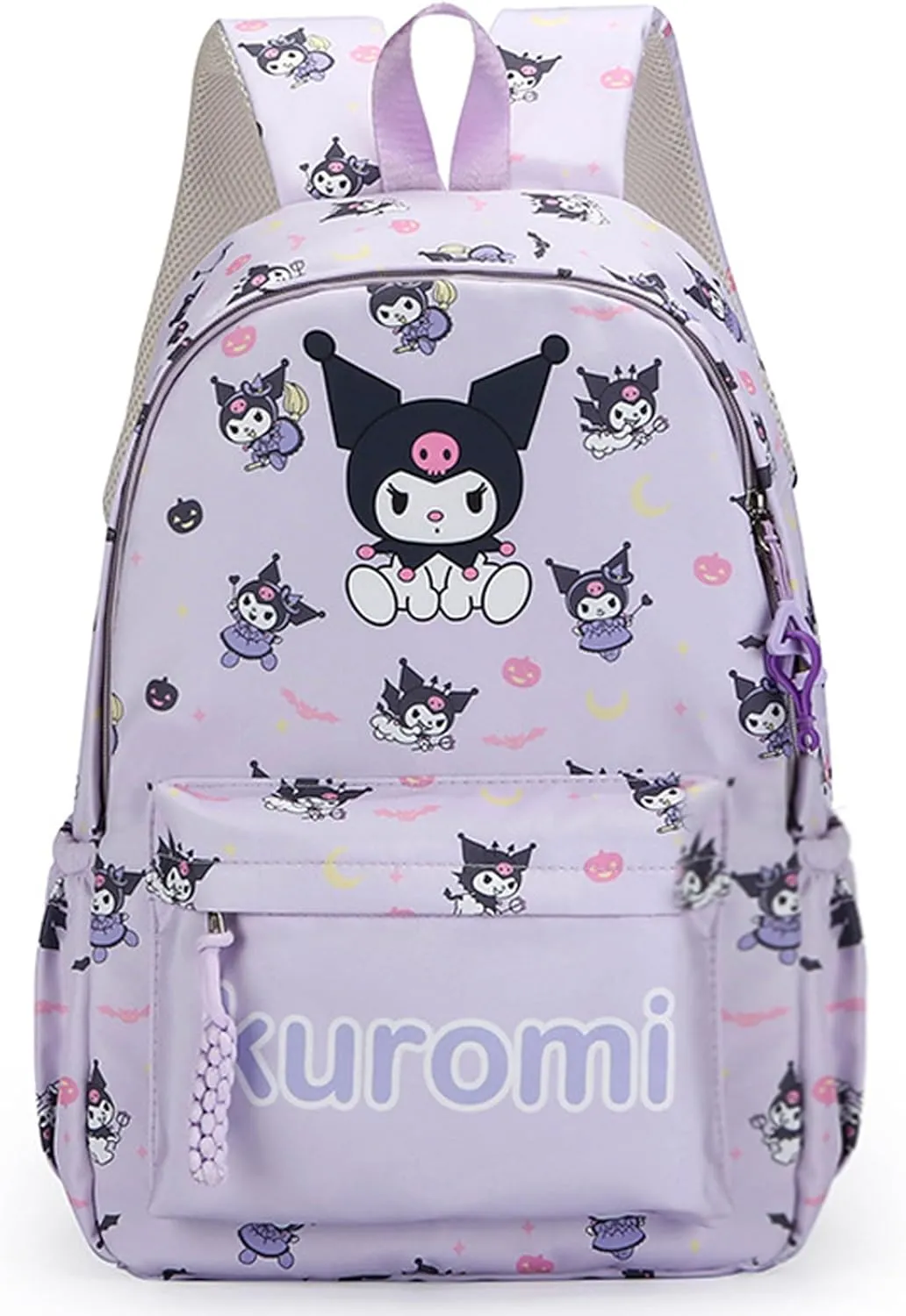 Roffatide Anime All Over Print Casual Backpack Laptop Backpack Travel Hiking Rucksack Zipper Backpack Purple