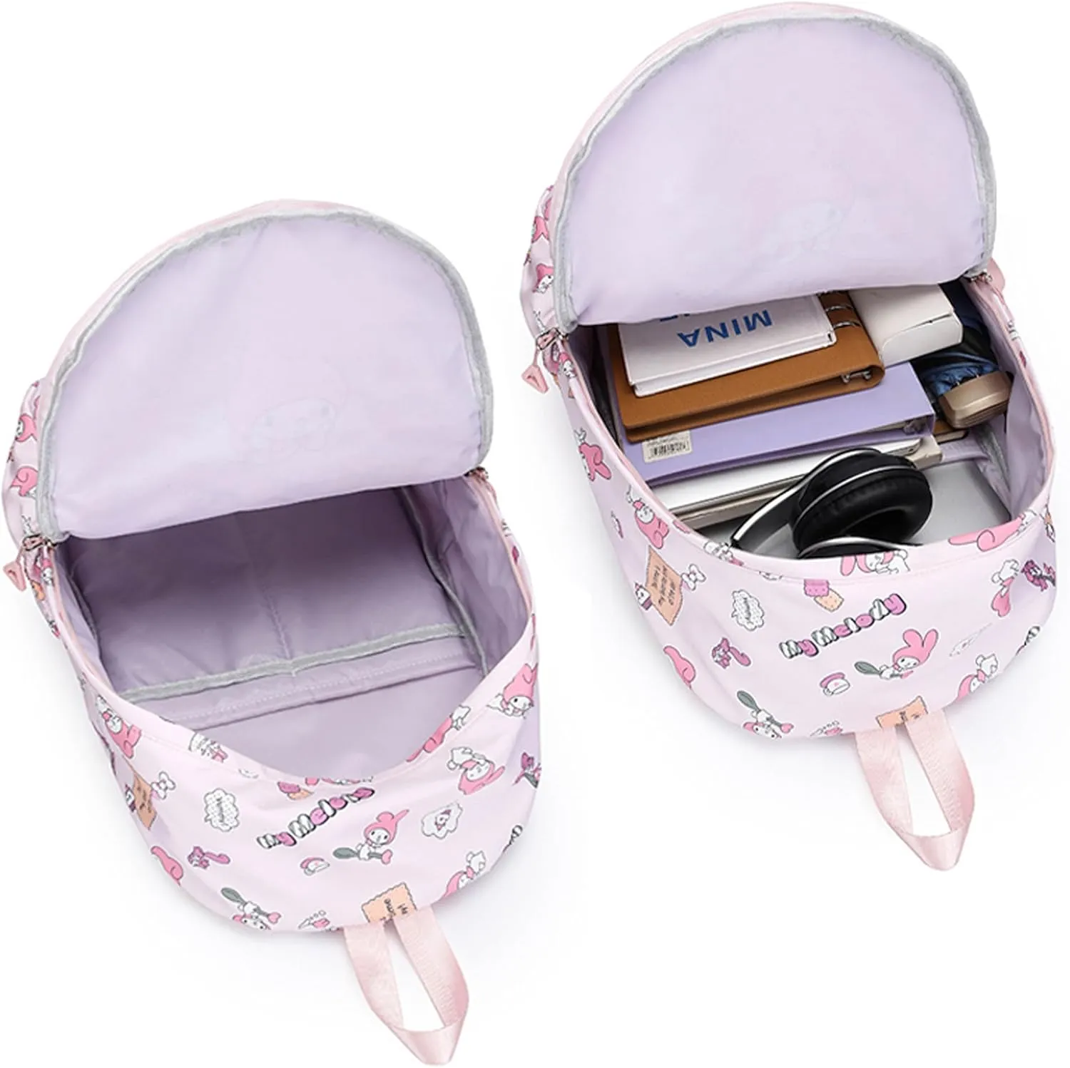Roffatide Anime All Over Print Casual Backpack Laptop Backpack Travel Hiking Rucksack Zipper Backpack Purple