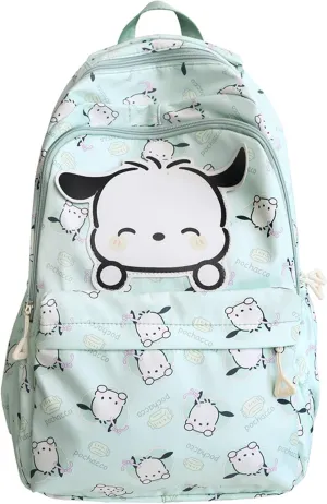 Roffatide Anime Pochacco All Over Print Casual Backpack Laptop Backpack Travel Hiking Rucksack Green