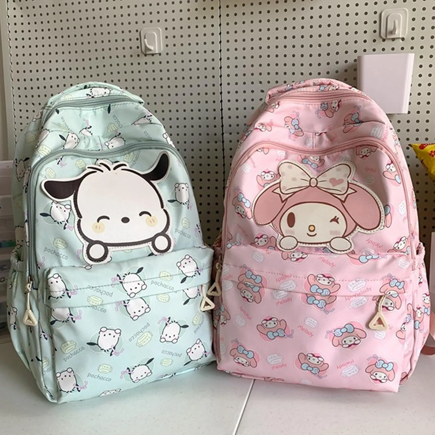 Roffatide Anime Pochacco All Over Print Casual Backpack Laptop Backpack Travel Hiking Rucksack Green