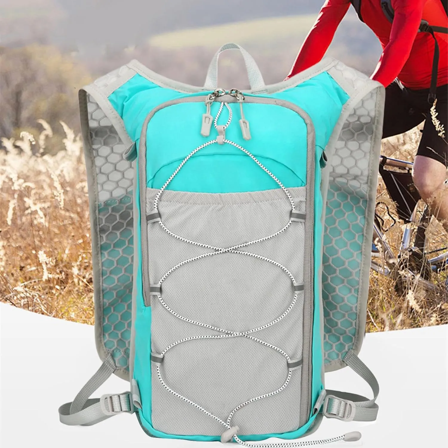 Running Backpack - Reflective Lightweight Hydration Vest | Adjustable Breathable Sports Bag with 1.5L Water Bladder for Women Outdoor Workout Riding Trekking Camping Fishing Travel
