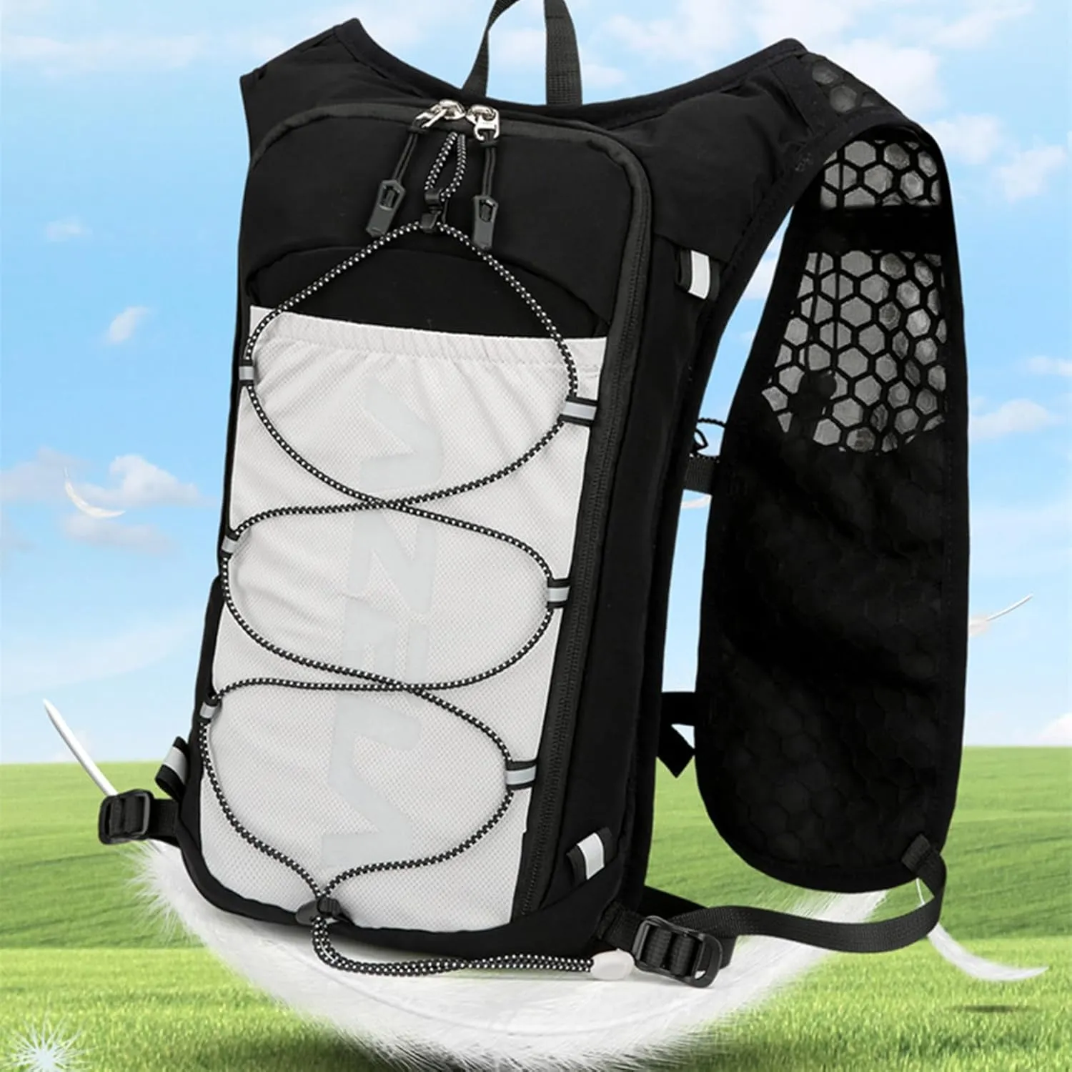 Running Backpack - Reflective Lightweight Hydration Vest | Adjustable Breathable Sports Bag with 1.5L Water Bladder for Women Outdoor Workout Riding Trekking Camping Fishing Travel