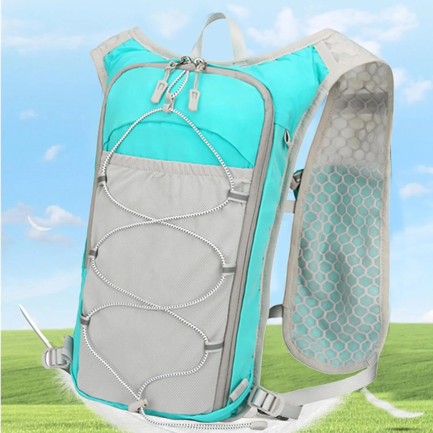 Running Backpack - Reflective Lightweight Hydration Vest | Adjustable Breathable Sports Bag with 1.5L Water Bladder for Women Outdoor Workout Riding Trekking Camping Fishing Travel
