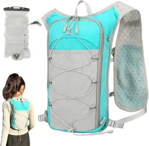 Running Backpack - Reflective Lightweight Hydration Vest | Adjustable Breathable Sports Bag with 1.5L Water Bladder for Women Outdoor Workout Riding Trekking Camping Fishing Travel