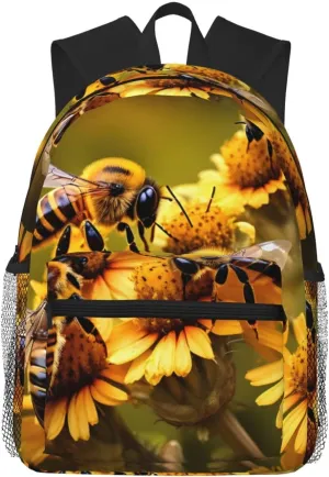 Rural Honey Bees flowers print Lightweight duffel bag, travel hiking daypack, comfortable backpack, sports bag