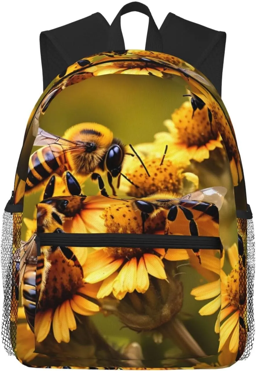 Rural Honey Bees flowers print Lightweight duffel bag, travel hiking daypack, comfortable backpack, sports bag